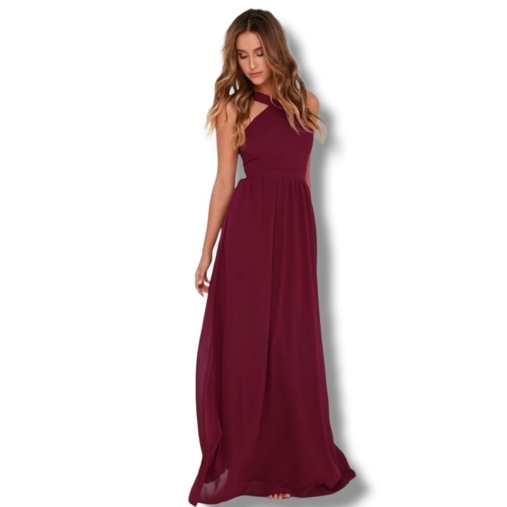 Lulus Air of Romance burgundy Maxi Dress size Large
